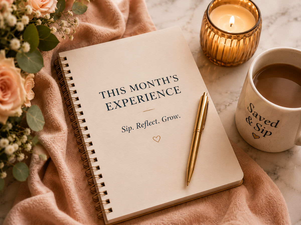 A personalized monthly keepsake styled with ribbon and florals